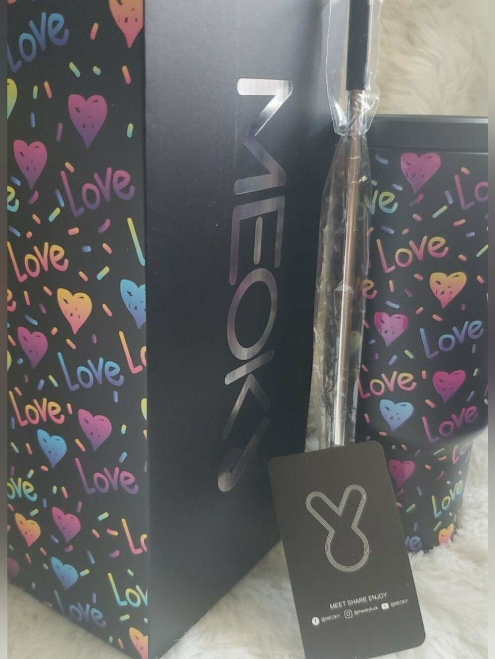 Meoky - 40 oz Love Tumbler with Handle and Straw Set